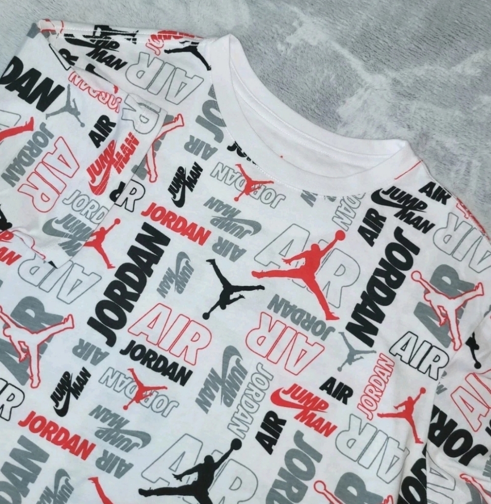 Air Jordan Girls Size XL 13-15yo Throwback Cool Stack All Over Print T-Shirt NEW